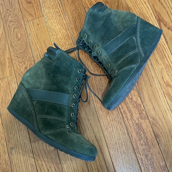 Suede Wedge Booties for sale! 💚✨ - Picture 2 of 7